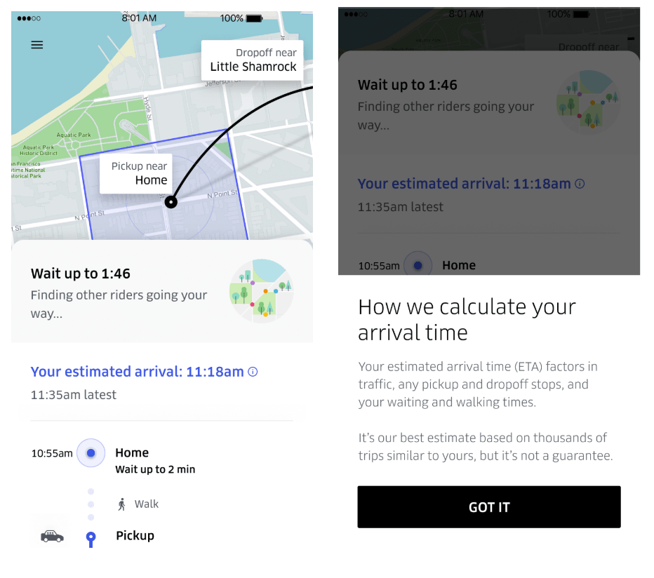uber arrival time calculate
